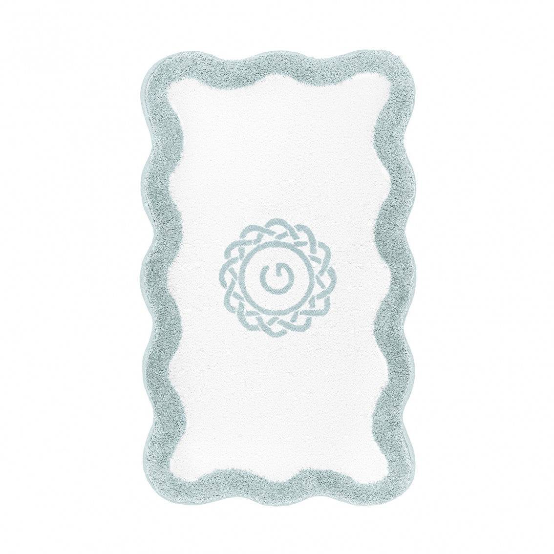 Egoist Border Monogram Bath Rug - SEAMIST - 28'' x 47'' | Scalloped