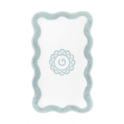 Egoist Border Monogram Bath Rug - SEAMIST - 28'' x 47'' | Scalloped