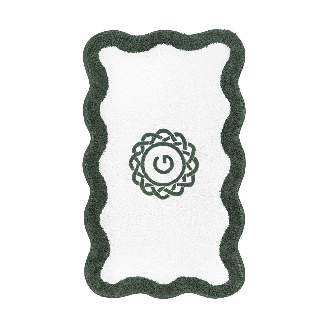 Egoist Border Monogram Bath Rug - MOSS - 28'' x 47'' | Scalloped
