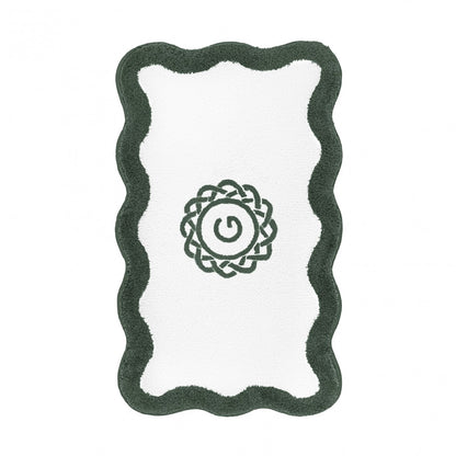 Egoist Border Monogram Bath Rug - MOSS - 28'' x 47'' | Scalloped