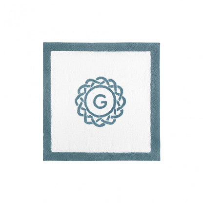 Egoist Border Monogram Bath Rug - PEACOCK - 24''x24'' | Square