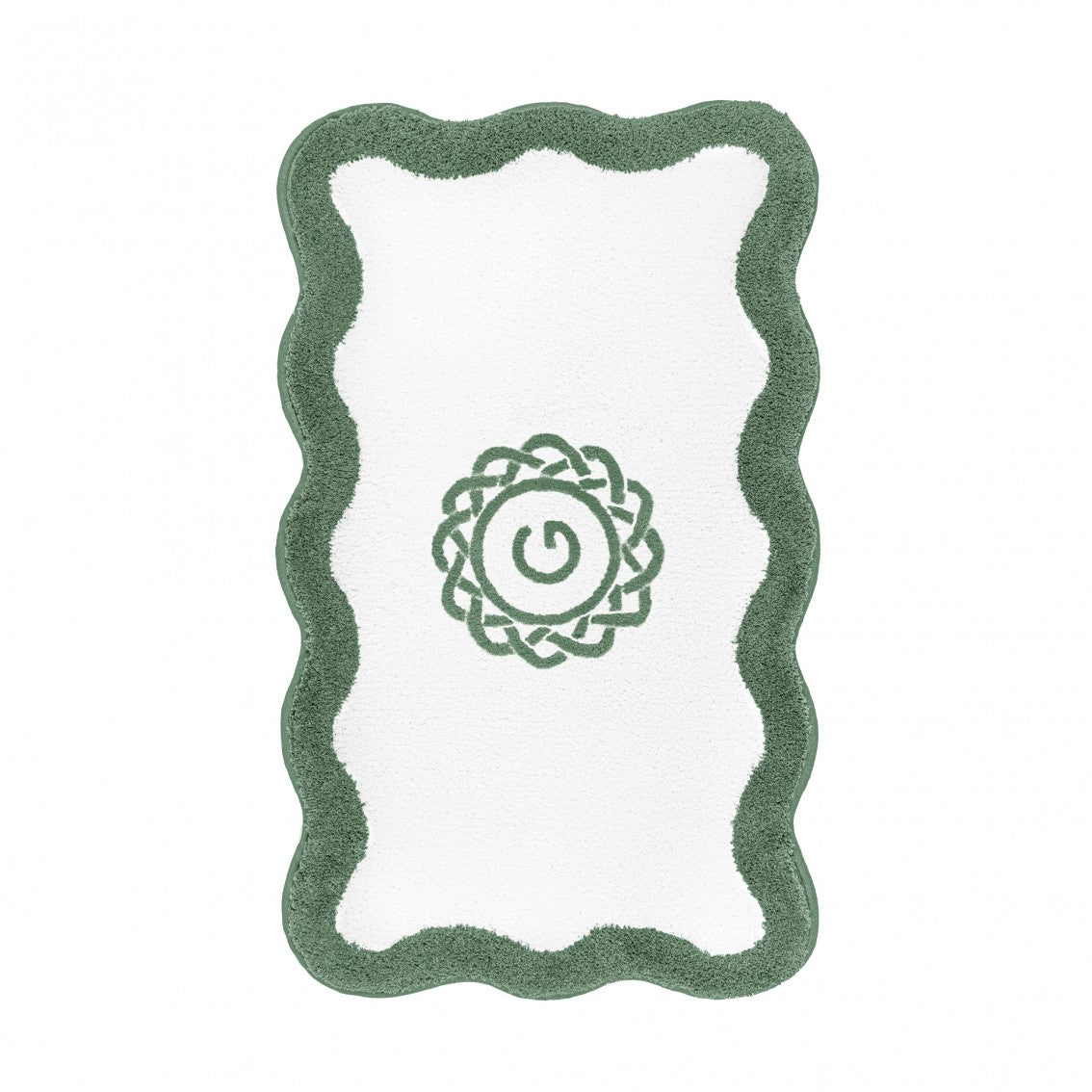 Egoist Border Monogram Bath Rug - JADE - 28'' x 47'' | Scalloped