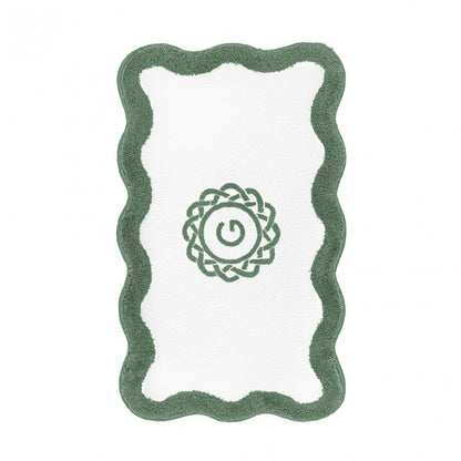 Egoist Border Monogram Bath Rug - JADE - 28'' x 47'' | Scalloped