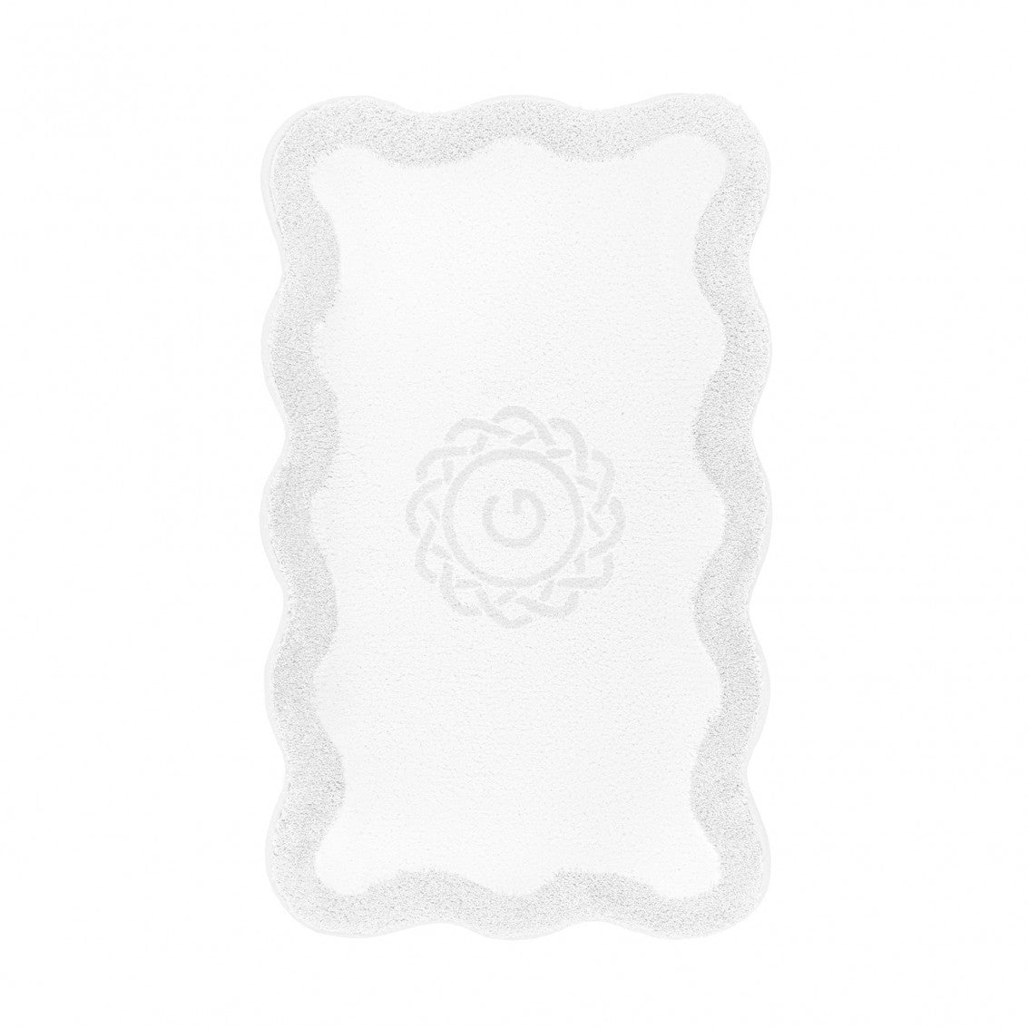 Egoist Border Monogram Bath Rug - CLOUD - 28'' x 47'' | Scalloped