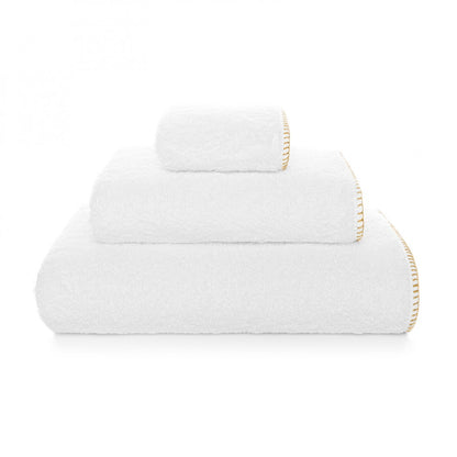 Evora Custom Bath Towel - 15010 | WHITE/CAMEL - 38''X59'' | Bath Sheet
