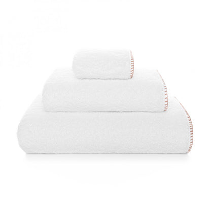 Evora Custom Bath Towel - 15018 | WHITE/TERRACOTA - 38''X59'' | Bath Sheet