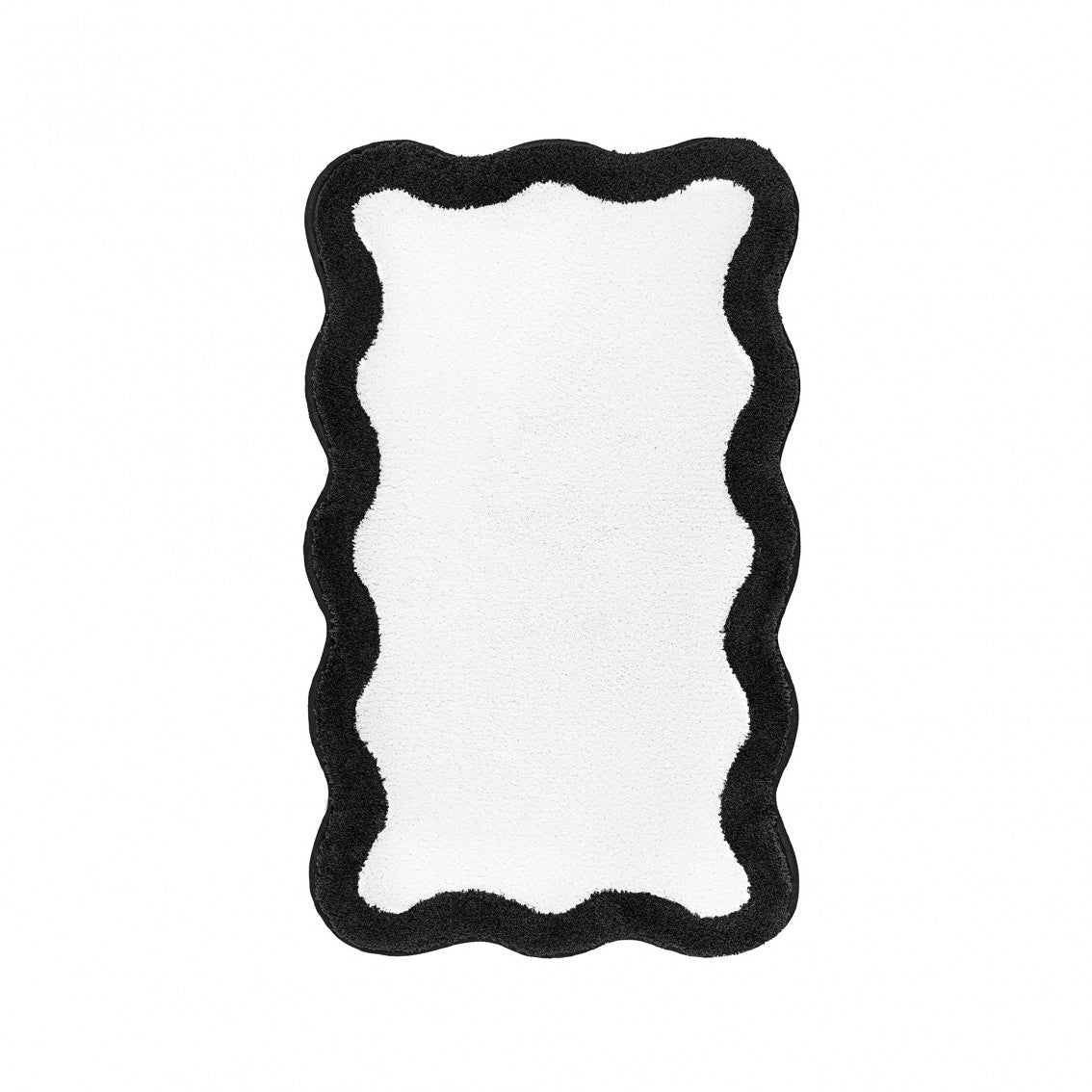 Egoist Border Bath Rug - BLACK - 28'' x 47'' | Scalloped
