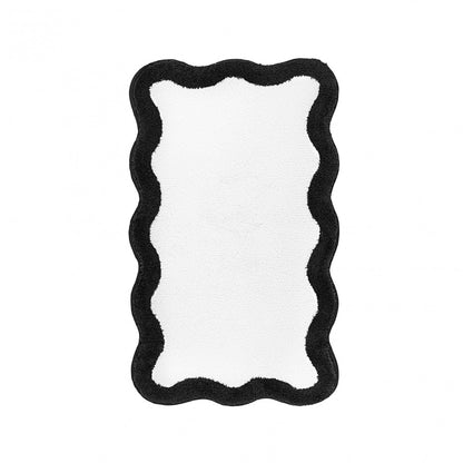 Egoist Border Bath Rug - BLACK - 28'' x 47'' | Scalloped