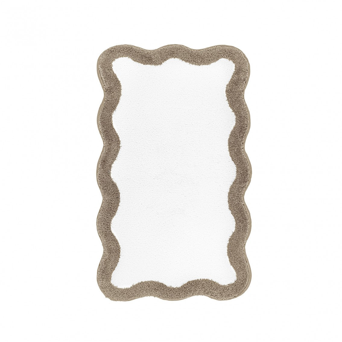 Egoist Border Bath Rug - STONE - 28'' x 47'' | Scalloped