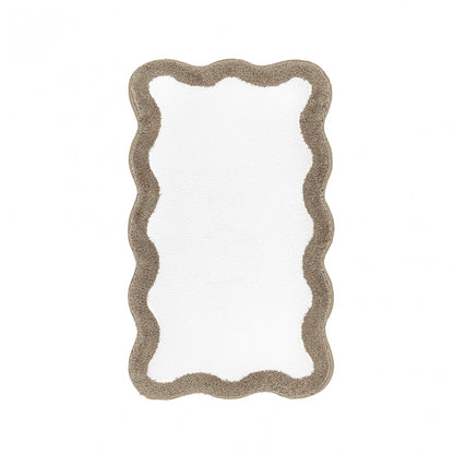 Egoist Border Bath Rug - STONE - 28'' x 47'' | Scalloped