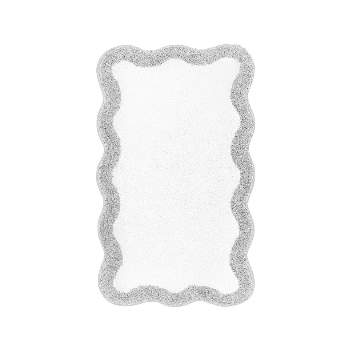 Egoist Border Bath Rug - SILVER - 28'' x 47'' | Scalloped