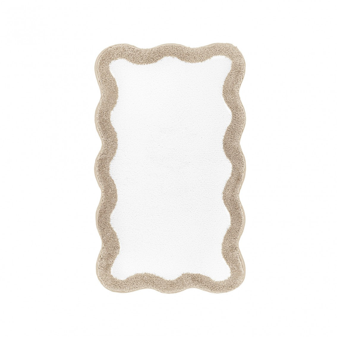Egoist Border Bath Rug - LINEN - 28'' x 47'' | Scalloped
