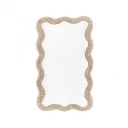 Egoist Border Bath Rug - LINEN - 28'' x 47'' | Scalloped