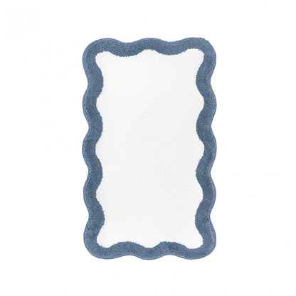 Egoist Border Bath Rug - COBALT - 28'' x 47'' | Scalloped