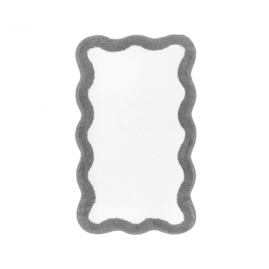 Egoist Border Bath Rug - STEEL - 28'' x 47'' | Scalloped