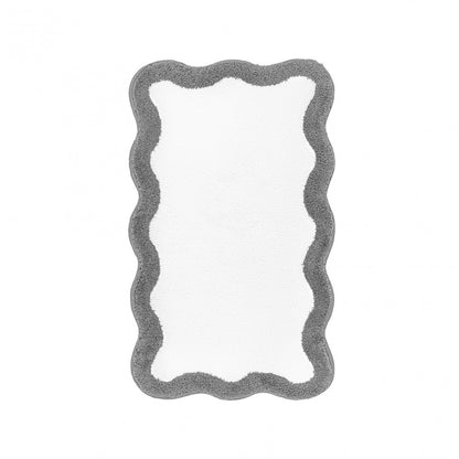 Egoist Border Bath Rug - STEEL - 28'' x 47'' | Scalloped