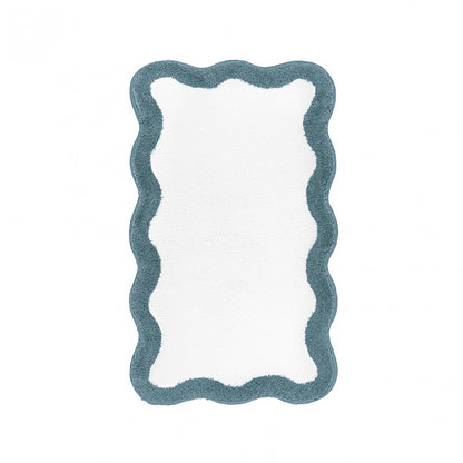 Egoist Border Bath Rug - PEACOCK - 28'' x 47'' | Scalloped