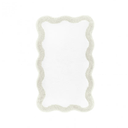 Egoist Border Bath Rug - DOVE - 28'' x 47'' | Scalloped