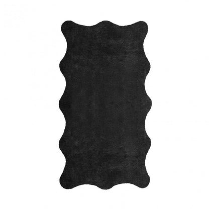 Plain Egoist Bath Rug - BLACK - 28'' x 47'' | Scalloped