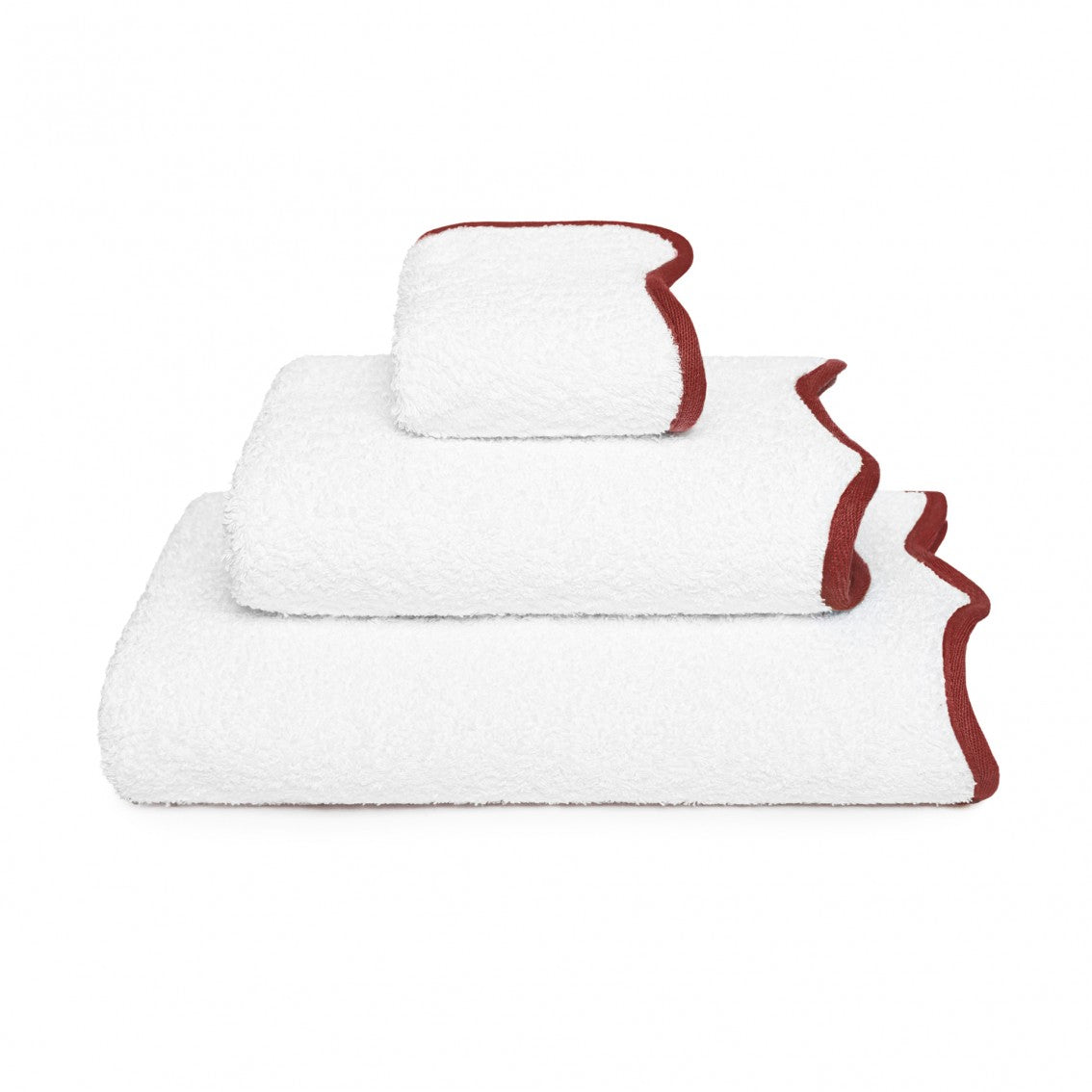 Portobello Scalloped Hand Towel - CHERRY - 20'X39'' | XL Hand Towel