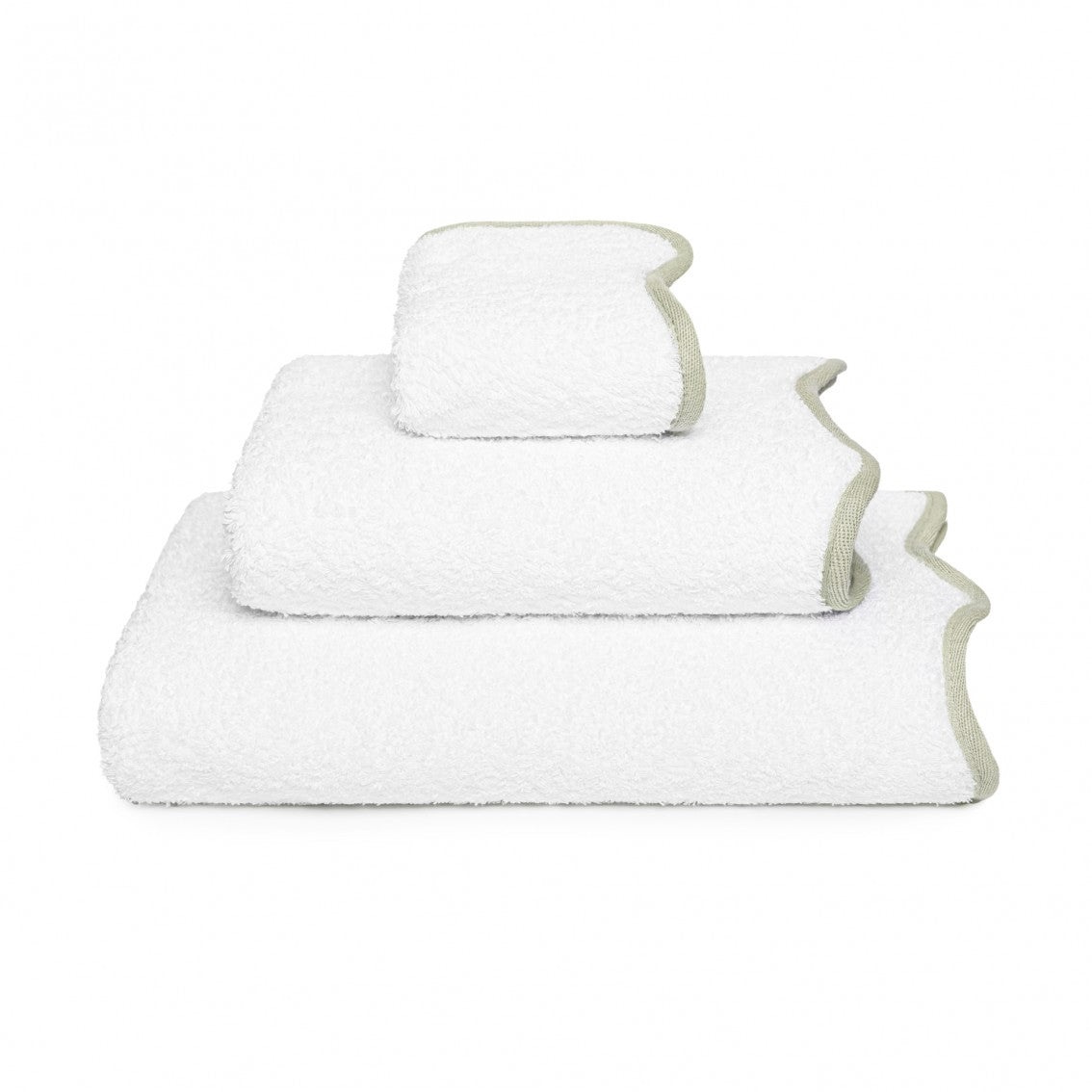 Portobello Scalloped Hand Towel - SAGE - 20'X39'' | XL Hand Towel
