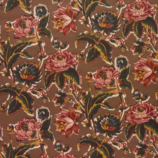 Beatrice Chintz Fabric by Salvesen Graham in Chocolate