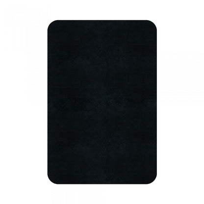 Plain Area Rug by Graccioza in Black, Rounded Edge