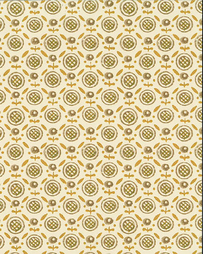 Barton Wallpaper by Fleurons d'Hélène in Barley