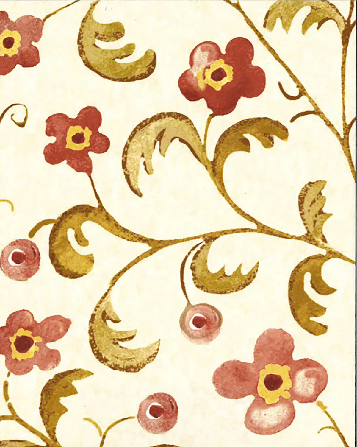 Ornella with Berries Wallpaper by Fleurons d'Hélène in Woodrose
