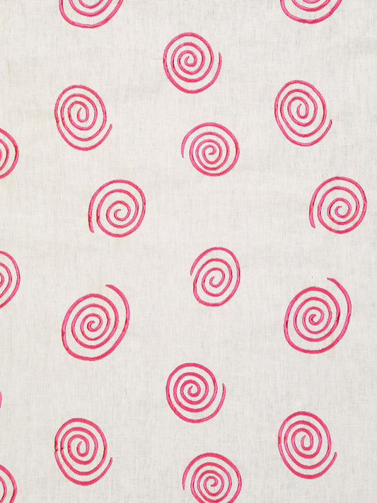 Tamba Embroidered Linen Fabric by Vaughan in Pink