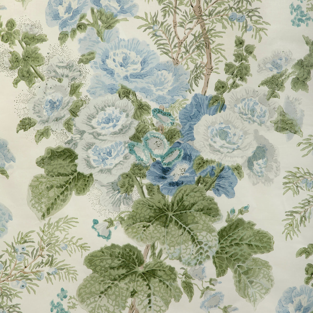 Hollyhock Hdb Fabric by Lee Jofa in Blue/Leaf