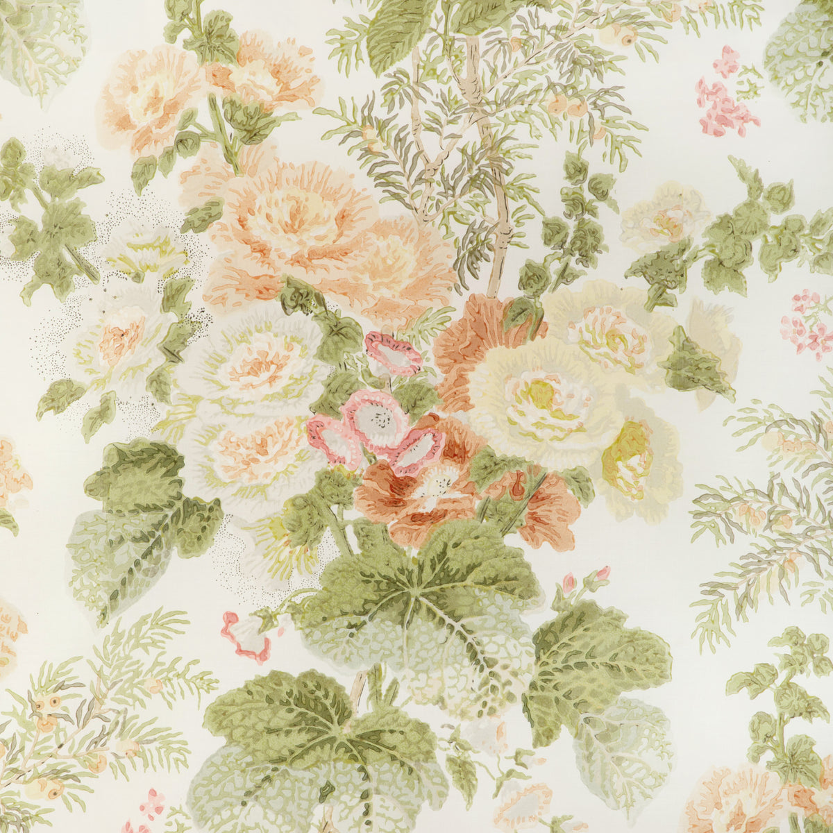 Hollyhock Hdb Fabric by Lee Jofa in Apricot/Moss