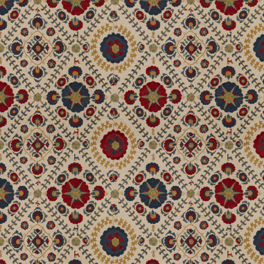 Ayla Trellis Fabric by Lee Jofa in Indigo/Red