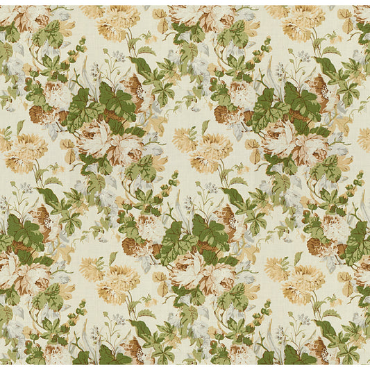 Maisie Linen Fabric by Lee Jofa in Tan/Leaf