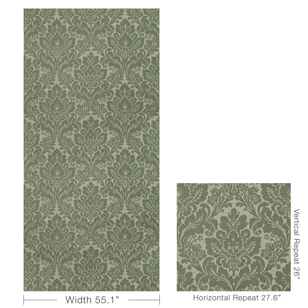 Acanthus Damask - Loden