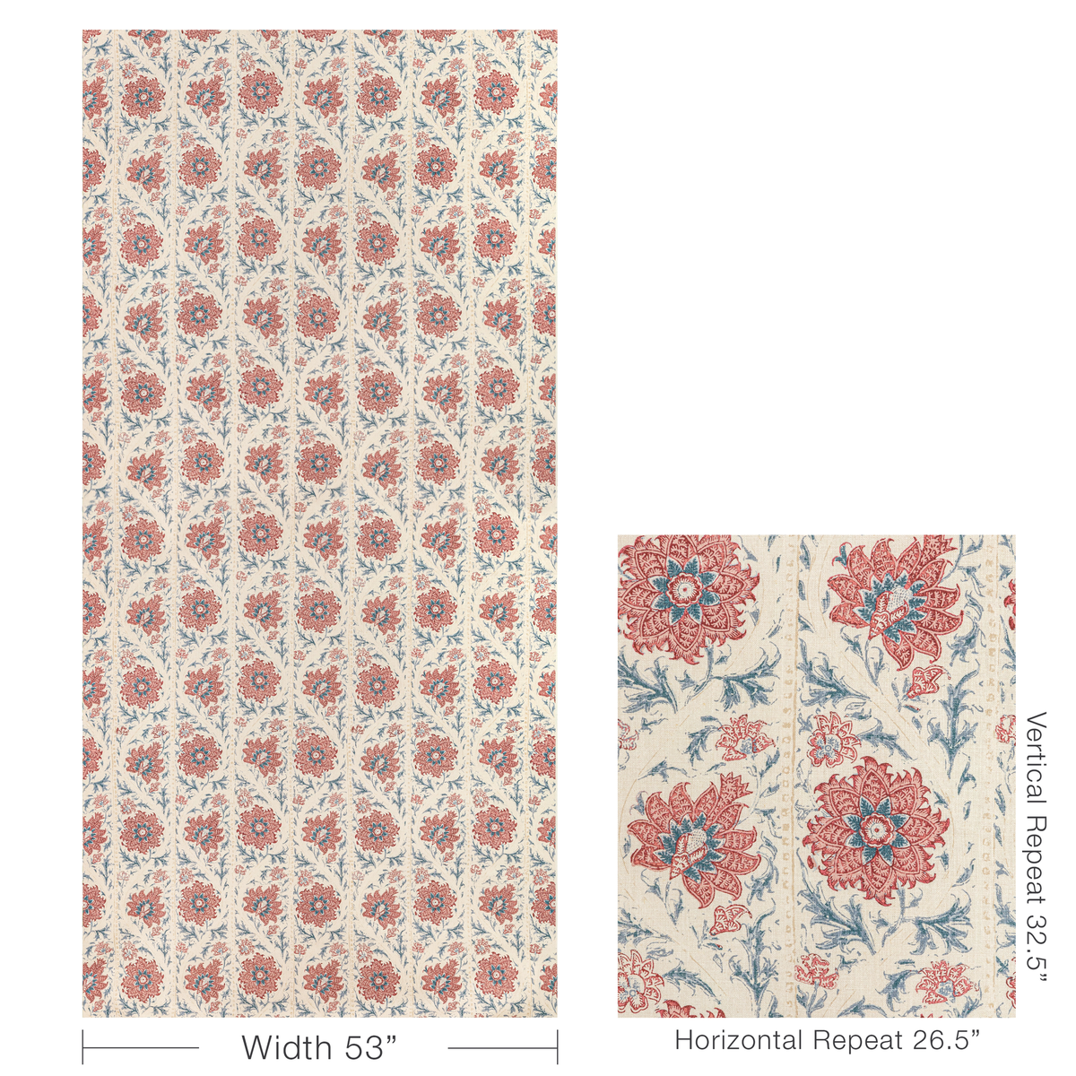 Calico Vine - Blue Red