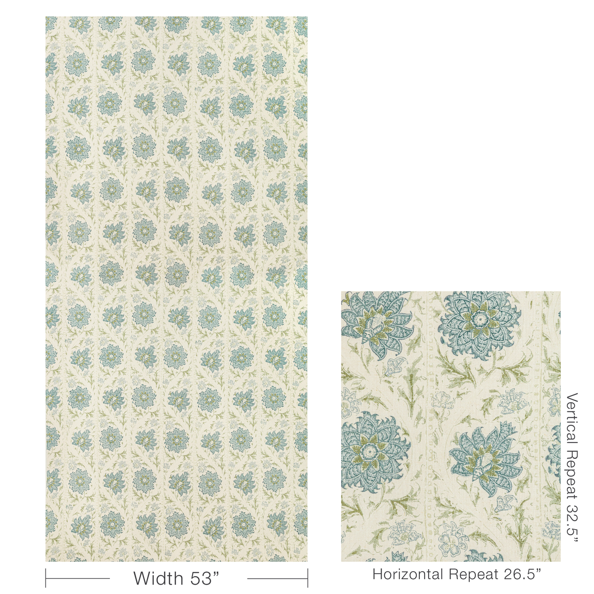 Calico Vine - Green Blue