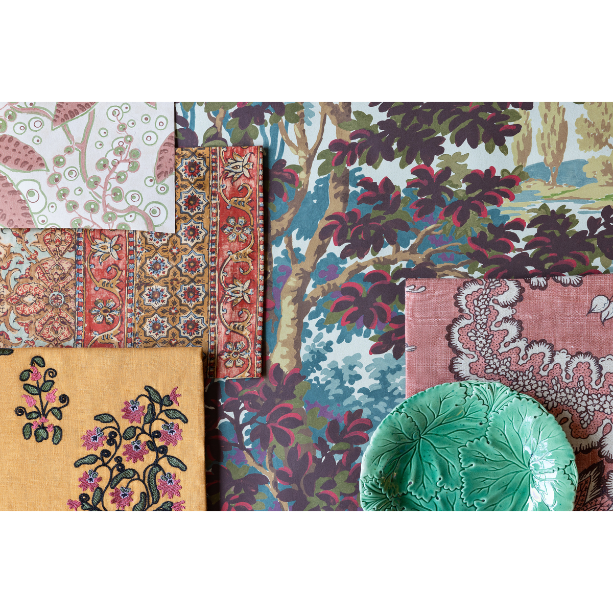 Mead Embroidery - Saffron/Petal