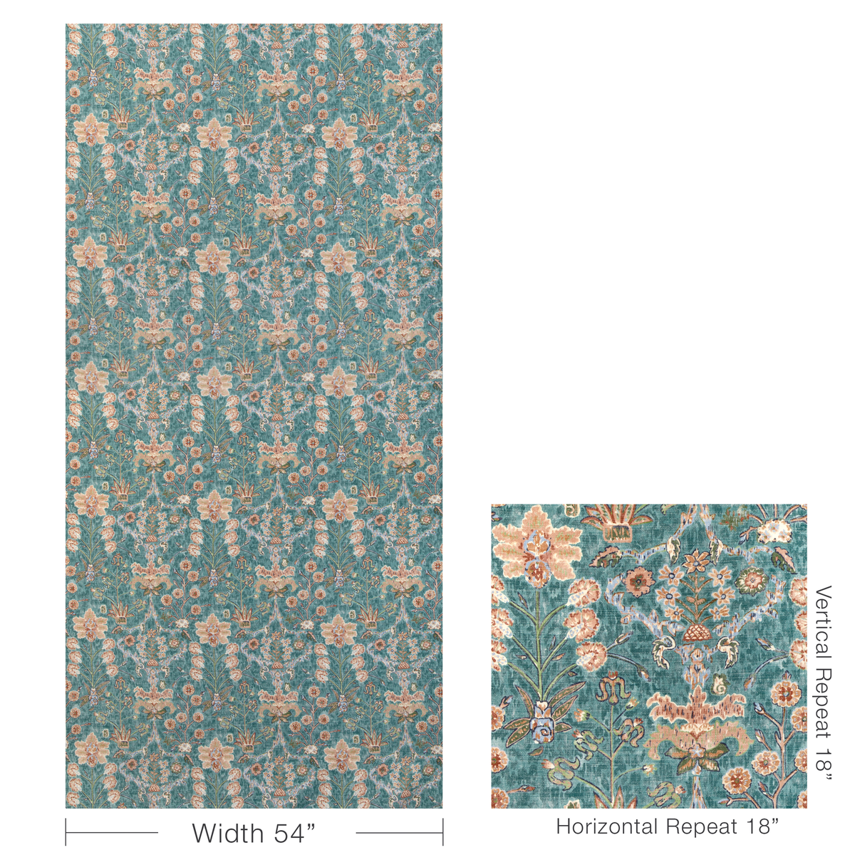 Kerman Print - Teal/Rose