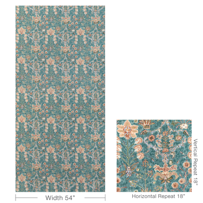 Kerman Print - Teal/Rose
