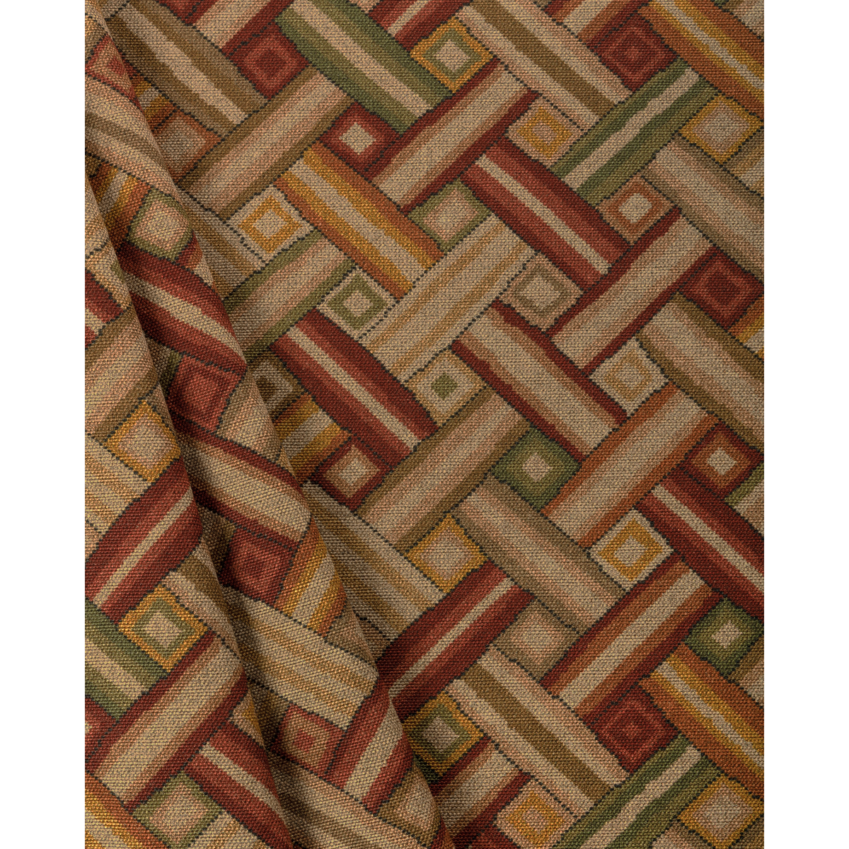 Strapwork Print - Brick/Gold