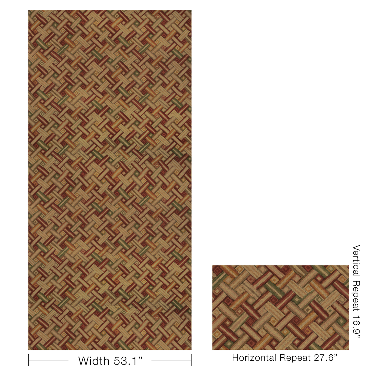 Strapwork Print - Brick/Gold