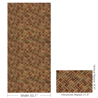 Strapwork Print - Brick/Gold