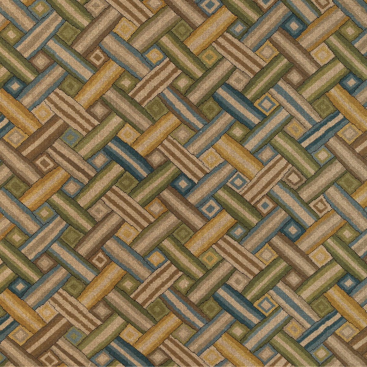 Strapwork Print - Ivy/Blue