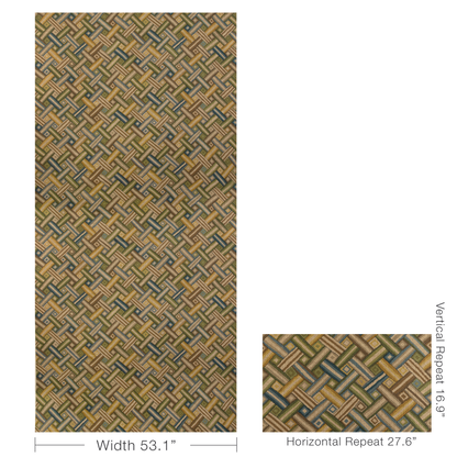 Strapwork Print - Ivy/Blue