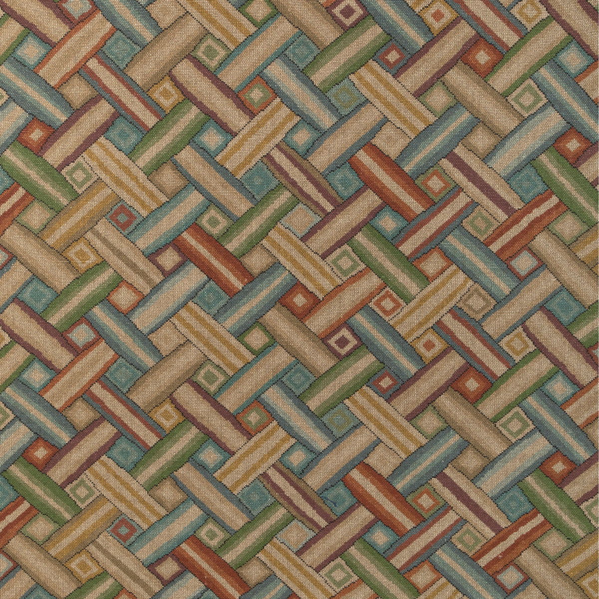 Strapwork Print - Red/Moss