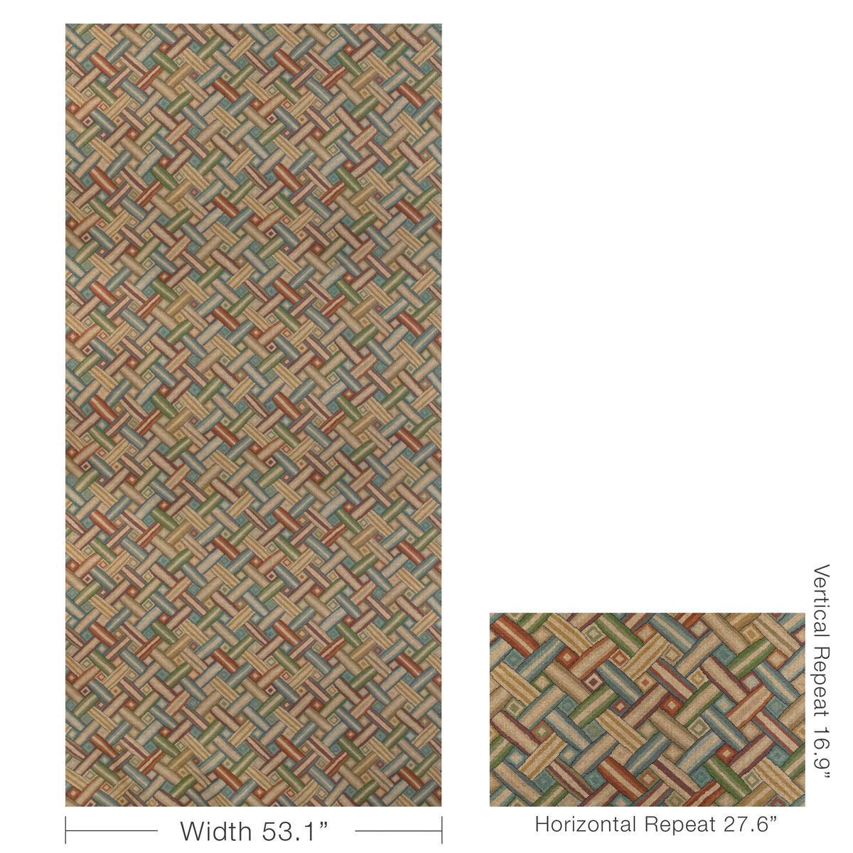 Strapwork Print - Red/Moss
