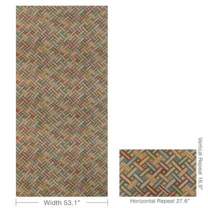 Strapwork Print - Red/Moss