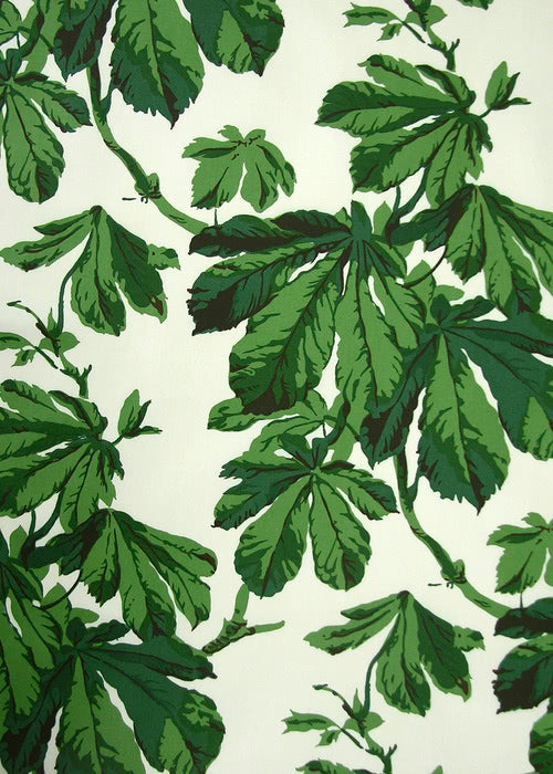 Chestnut Leaves Fabric by Rose Cumming in Green Leaf