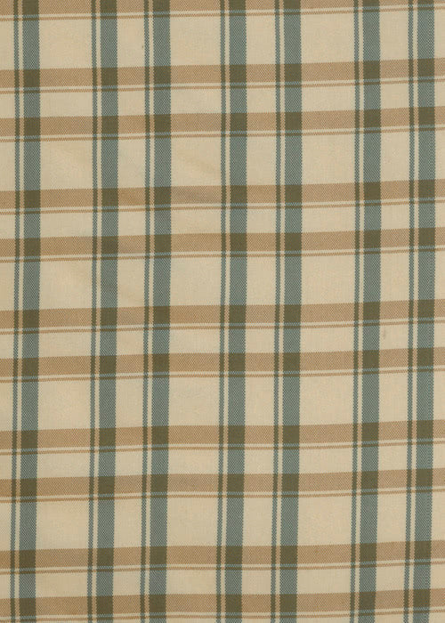 Silk Plaid Fabric by Rose Cumming in Green/Beige